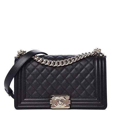 chanel new medium boy quilted caviar bag in black|BOY CHANEL .